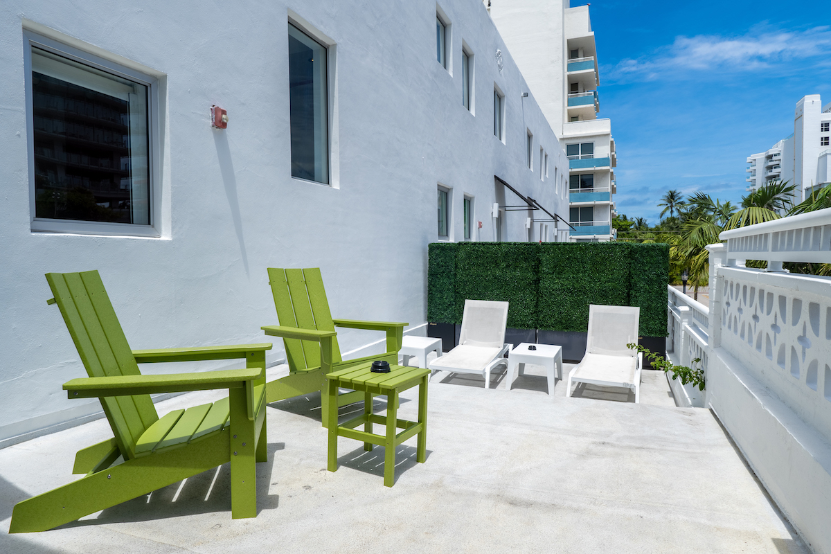 A private patio with outdoor furniture